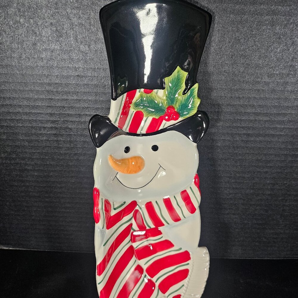 Fitz & Floyd Snack Therapy Snowman Server/Tray/Platter Wall Hanging Original Box
